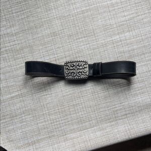 Black Leather Belt with Silver Buckle